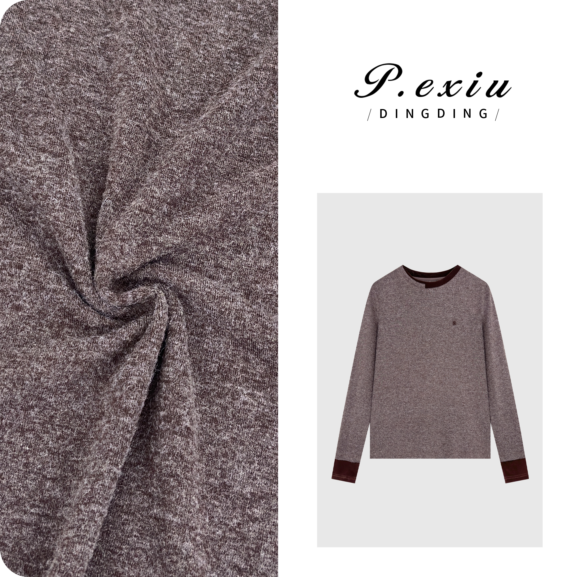 休闲减龄双面绒面拼接丝绒修身显瘦上衣W-63583