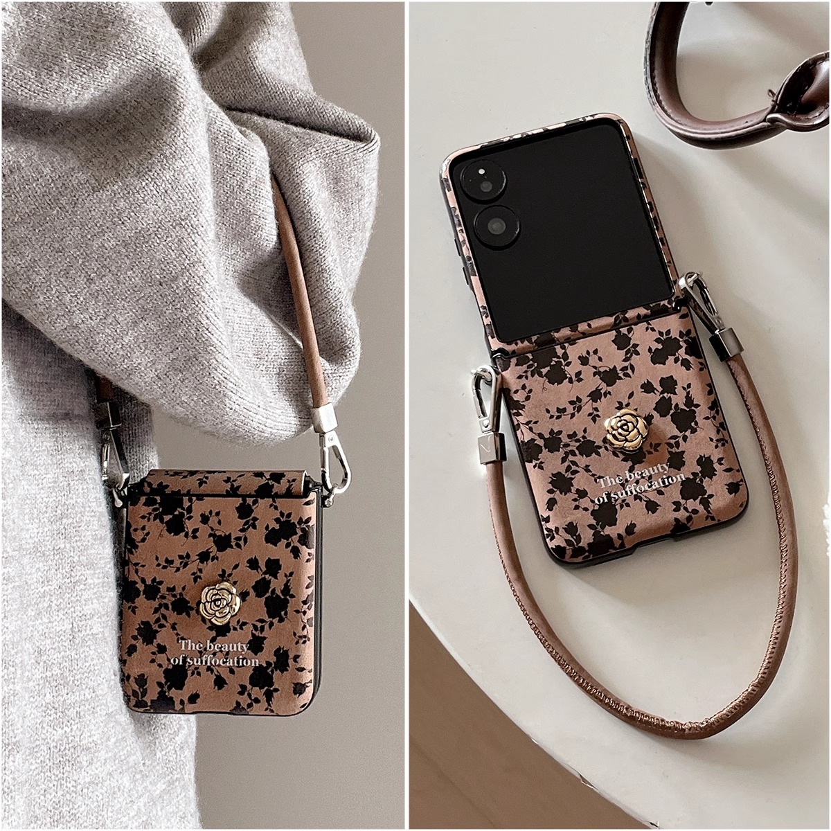 适用小米mixflip2折叠屏magicvflip2手机壳创意复古花全包保护套