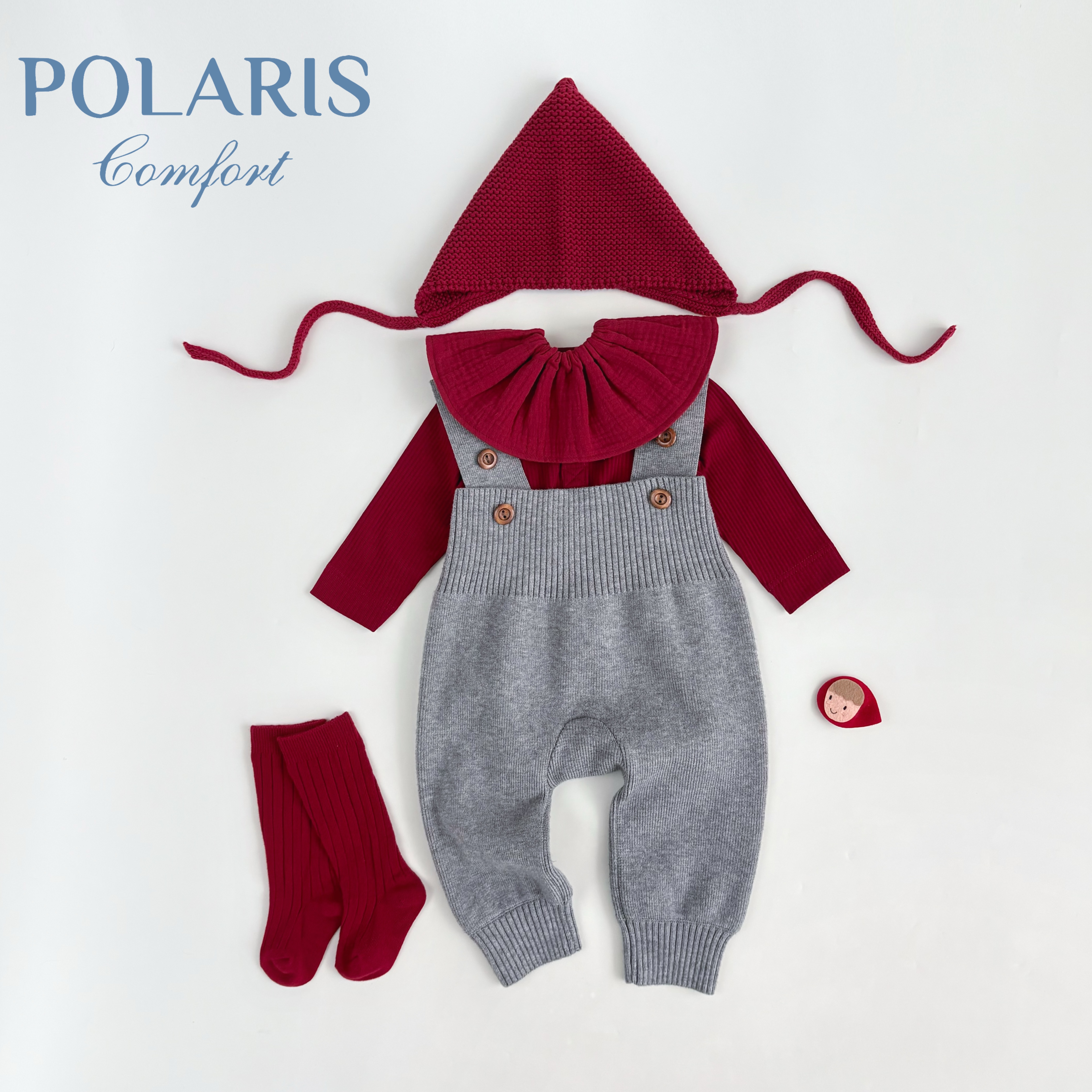 POLARIS | 限定红 | 婴儿男女宝A类百日周岁外出背带裤举重裤套装