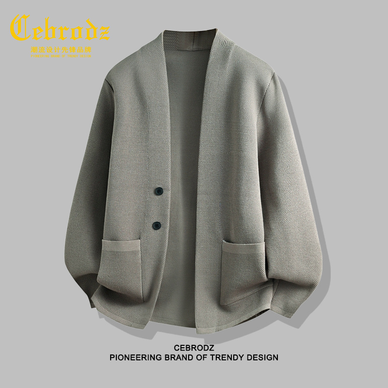 法国Cebrodz秋季新款立领纽扣高级感定织开衫休闲舒适毛衣针织衫