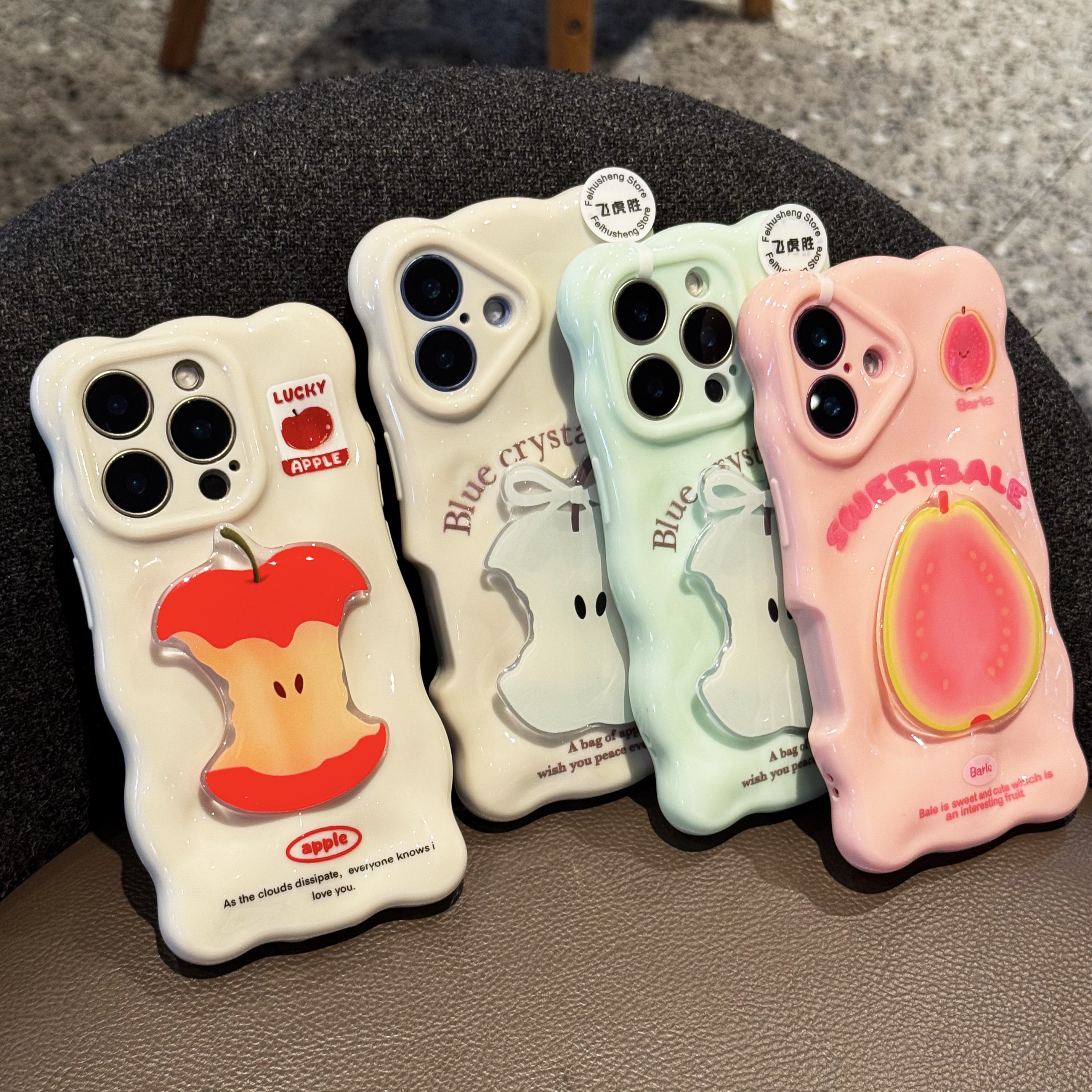 闪度侠立体水果贴件适用iPhone16promax手机壳苹果15云朵壳14pro