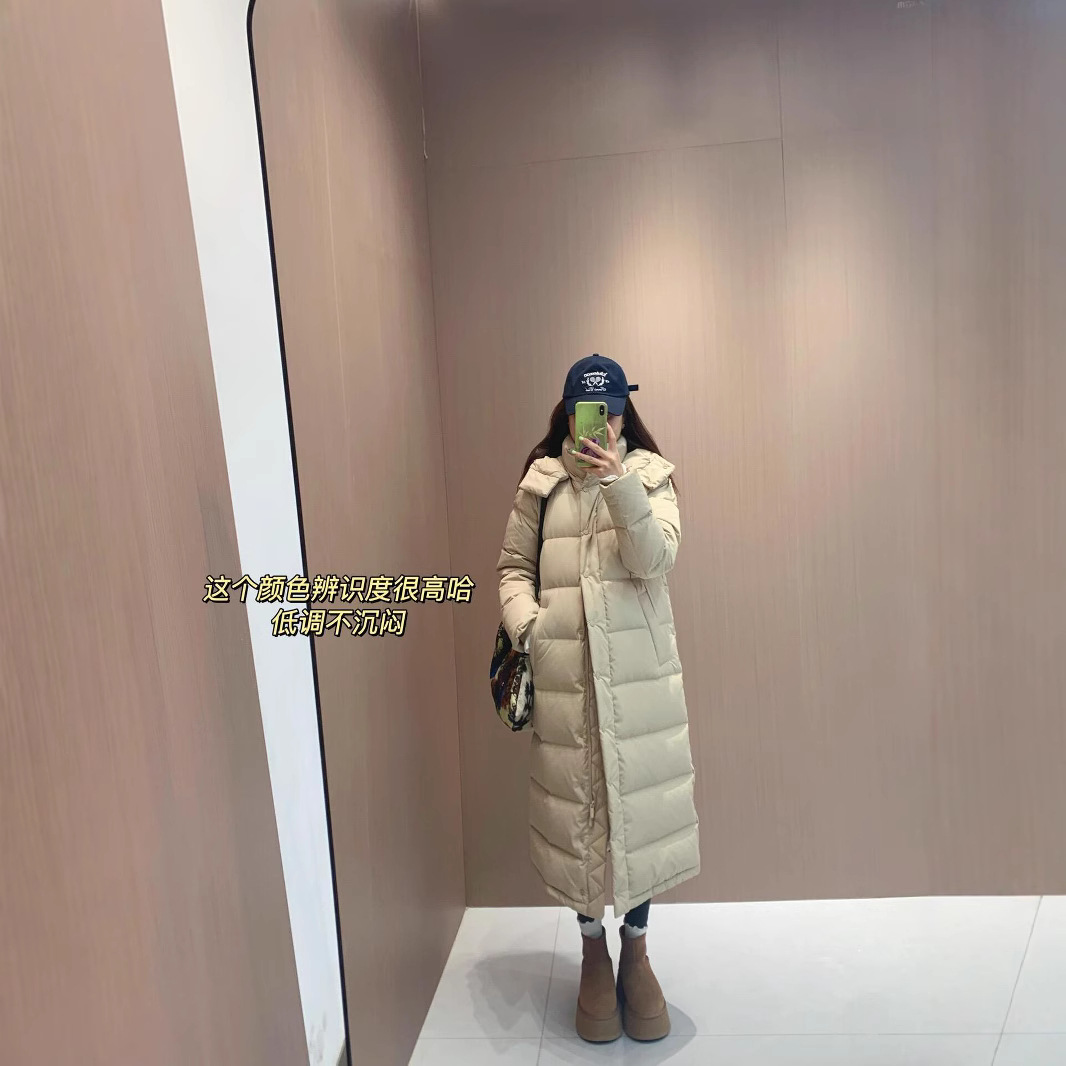 冬季lulu九格长款羽绒服女士wunder puff泡芙鸭绒休闲保暖外套