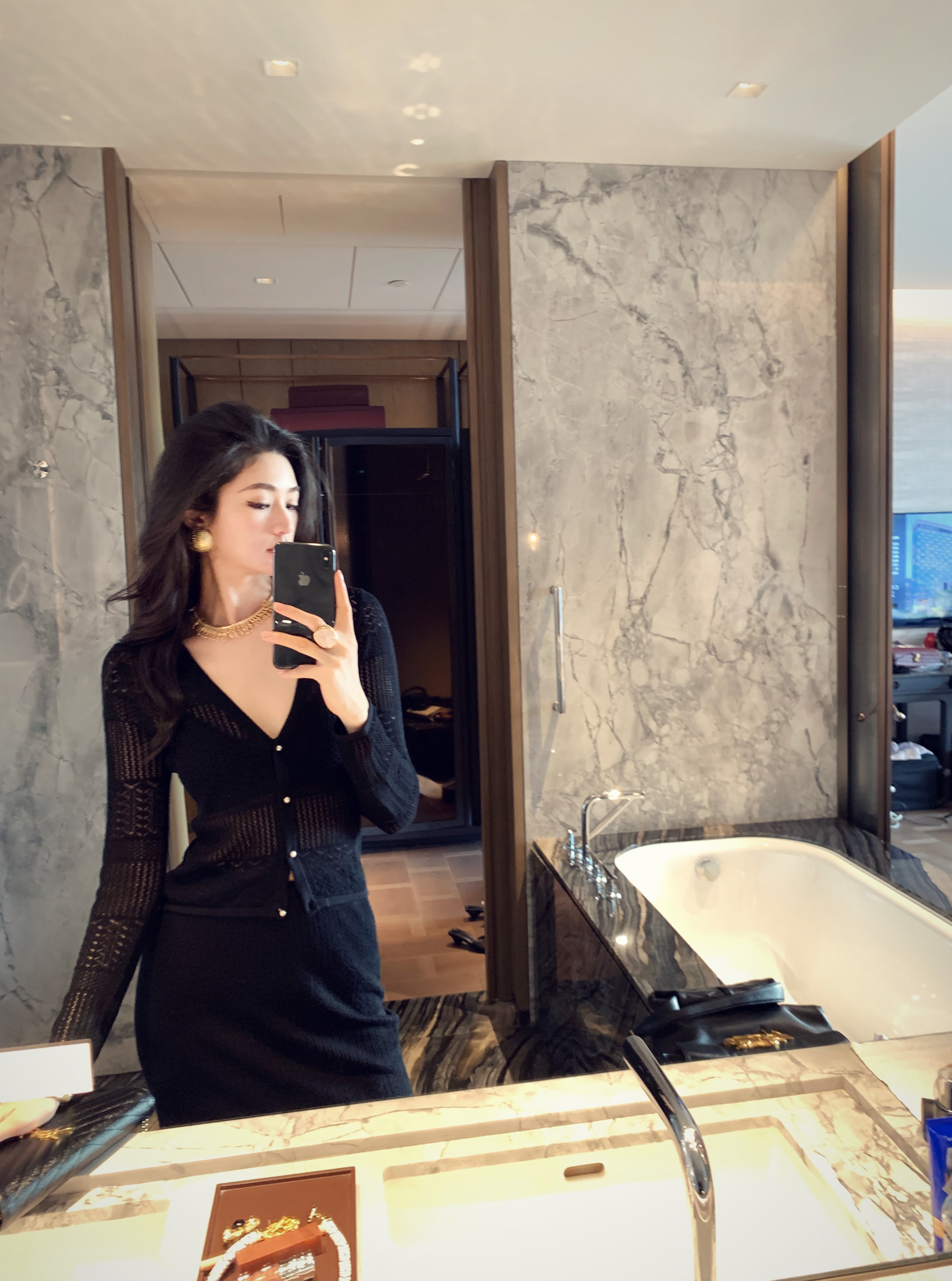 金南一桑蚕丝羊绒康赛妮纱线修身显瘦开衫半裙针织套装