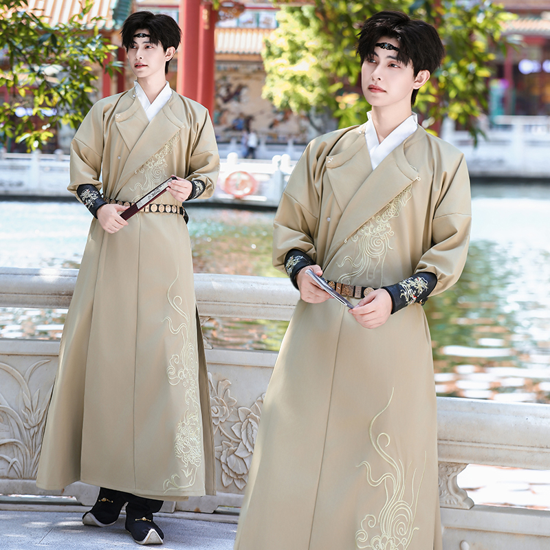 原创汉服龙纹刺绣圆领袍子武侠风帅气书生男女侠客大码古风演出服