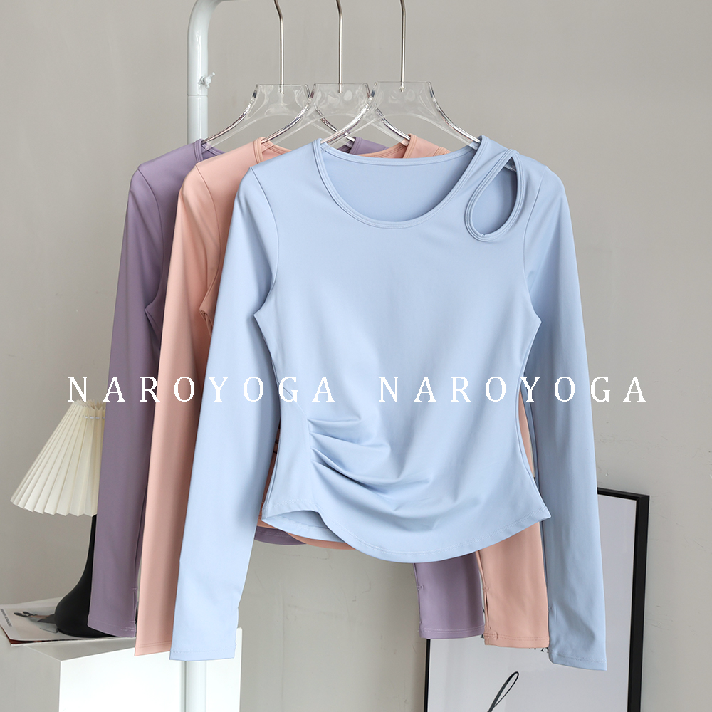 运动上衣女普拉提高级感显瘦训练服瑜伽服长袖户外跑步速干健身服