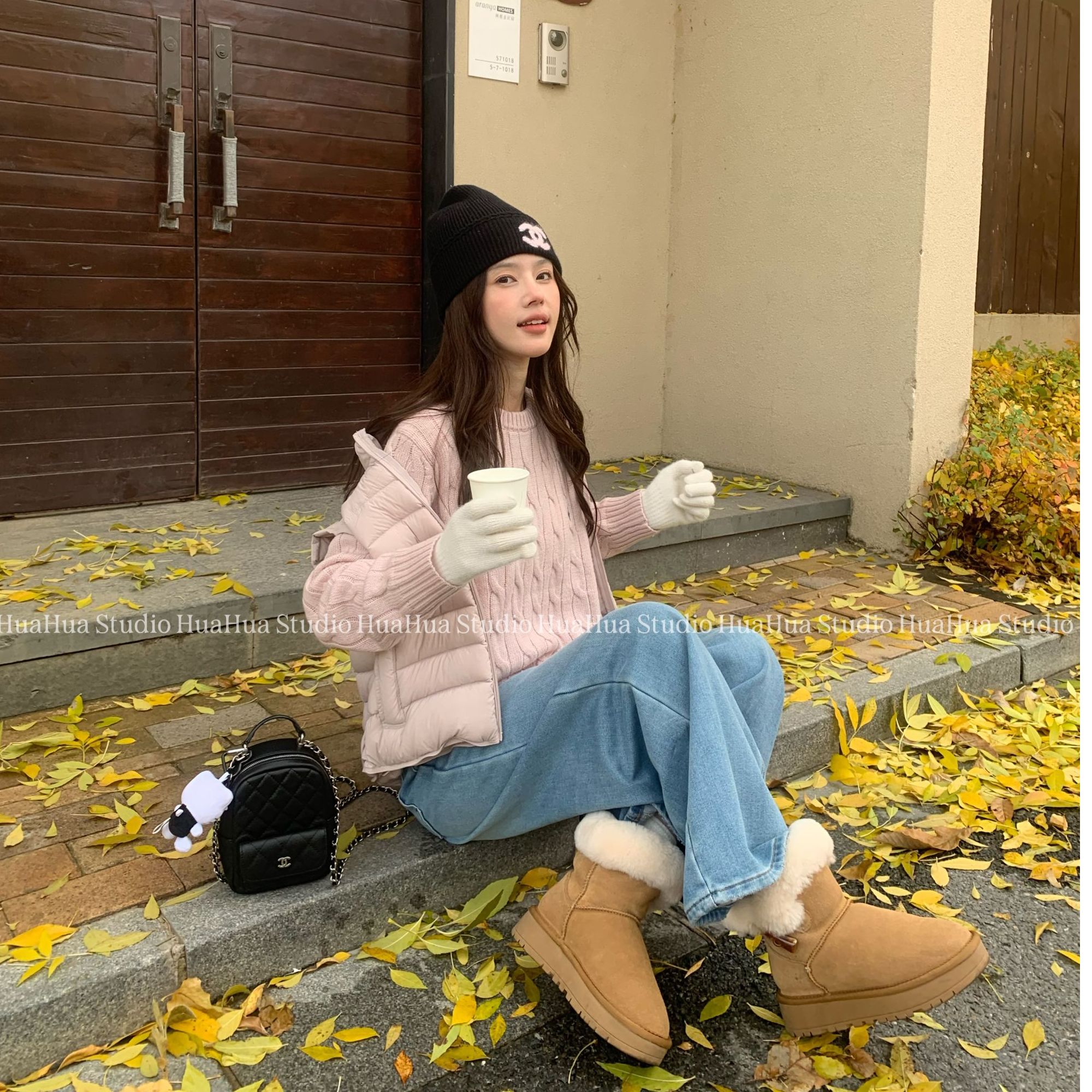 【花花】麻花刺绣~圆领套头宽松慵懒刺绣麻花羊毛针织套头毛衣