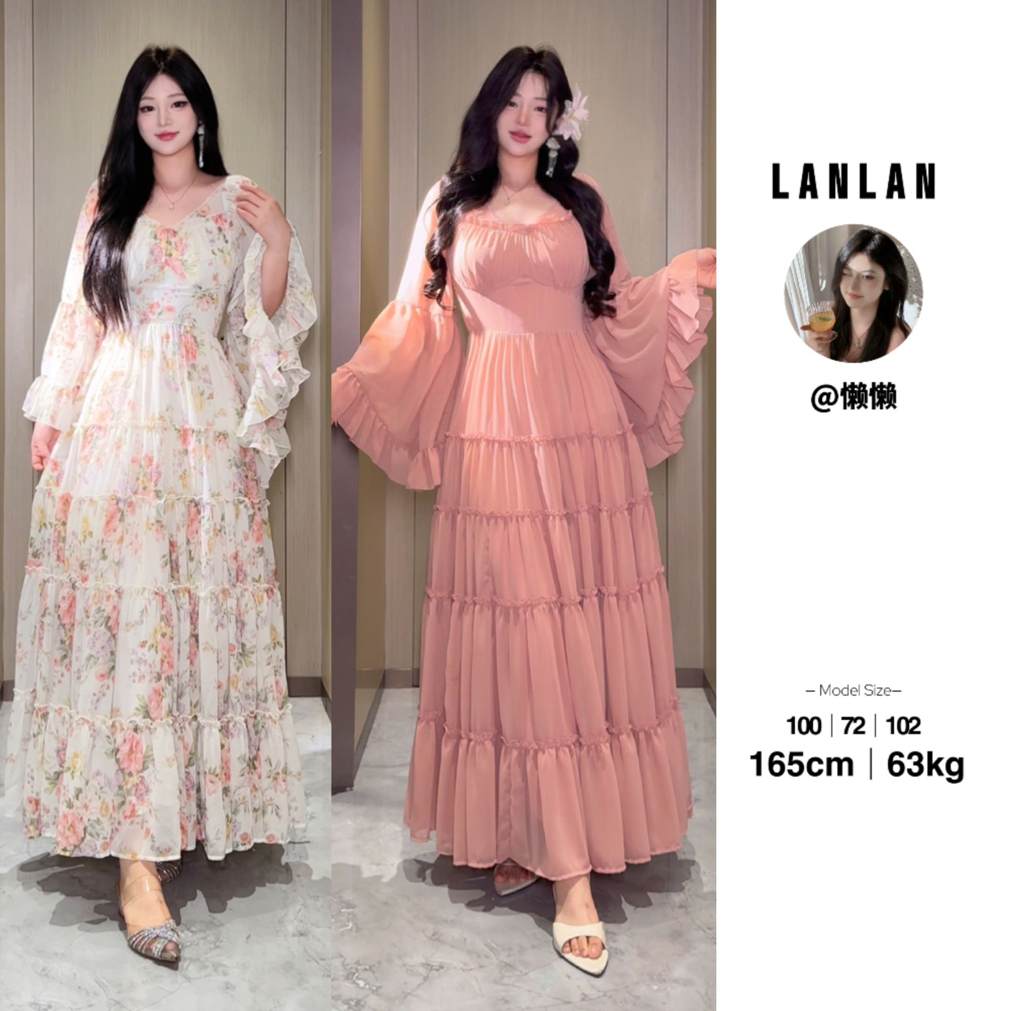 Lanlan-【栀子夏光】法式复古印花大裙摆蛋糕连衣裙气质显瘦收腰2