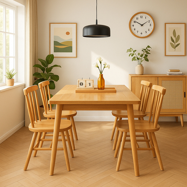 IKEA宜家官方正品原木风餐桌去客厅化家用全实木吃饭桌子简易出租