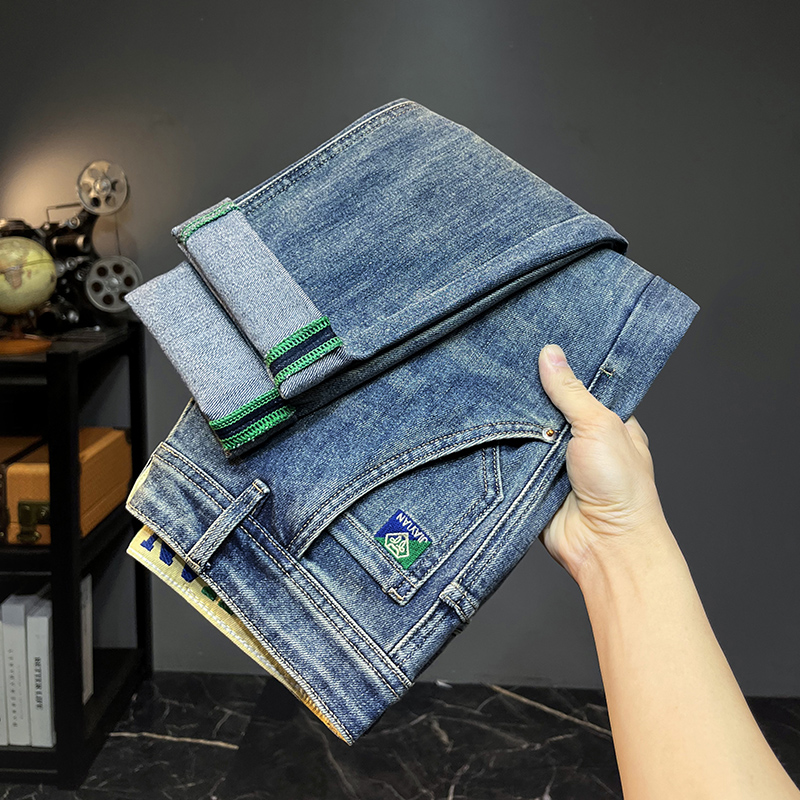 夏季薄款九分牛仔裤男小个子男装牛仔裤潮流微哈伦修身小脚裤男