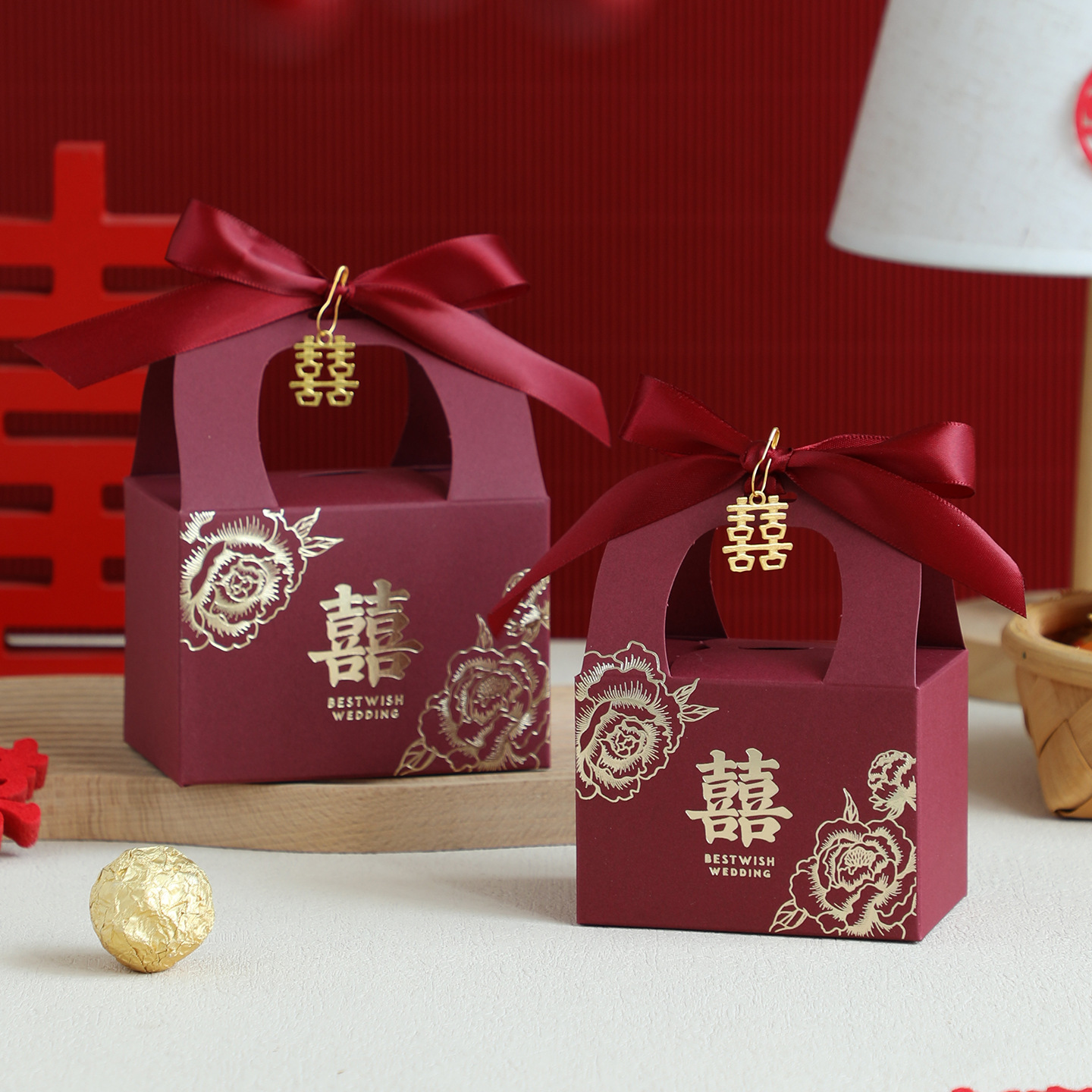 2025新款喜糖盒结婚糖果礼盒中式婚宴礼专用包装盒伴手提袋高级感