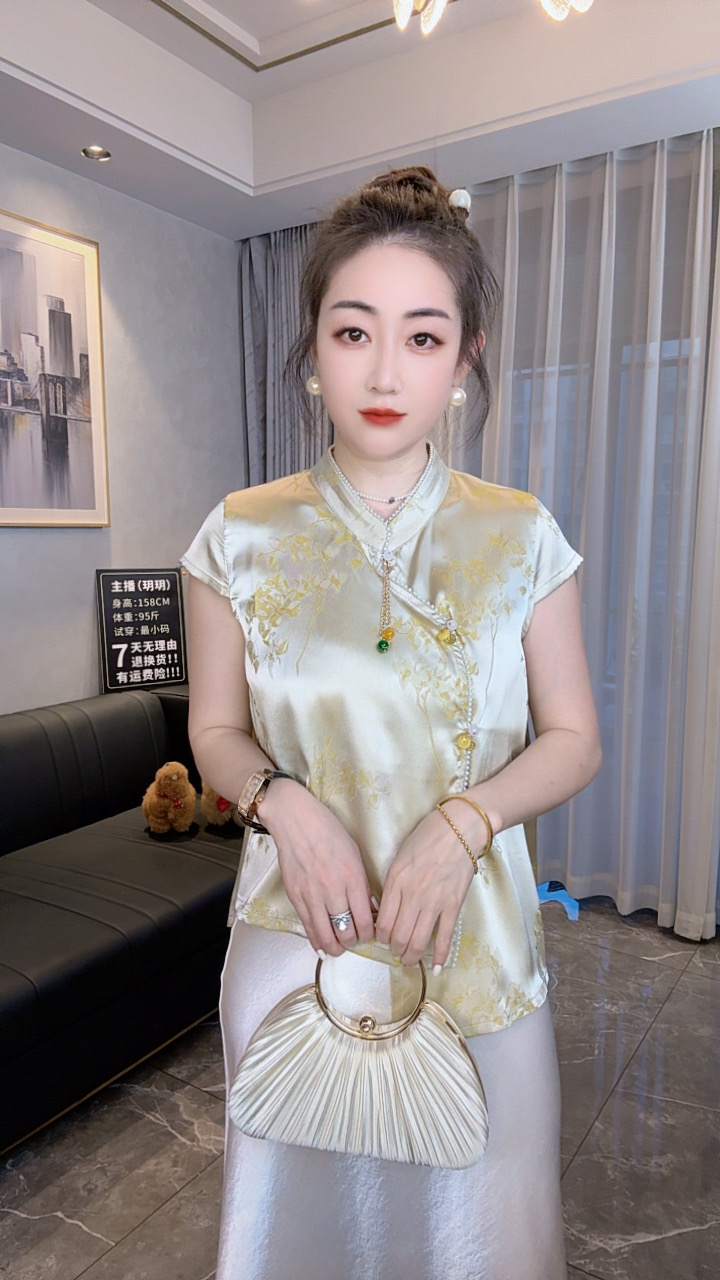 【玥玥定制原版】新中式宽松型国风气质透气显瘦百搭马甲短袖上衣