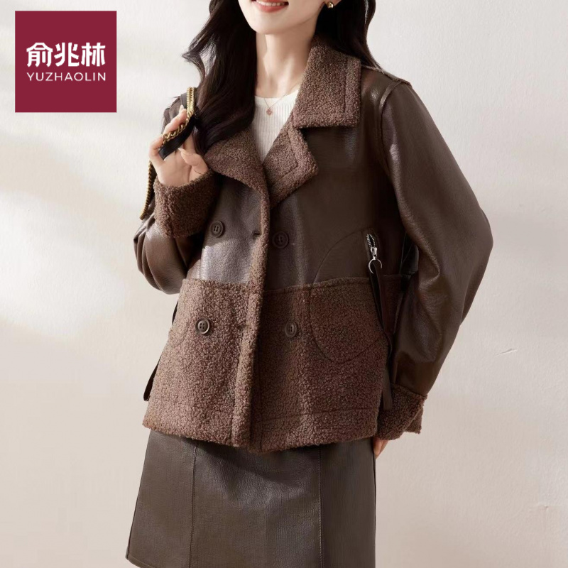 2024秋冬皮毛一体加厚时尚高档皮衣外套皮外套女双面穿
