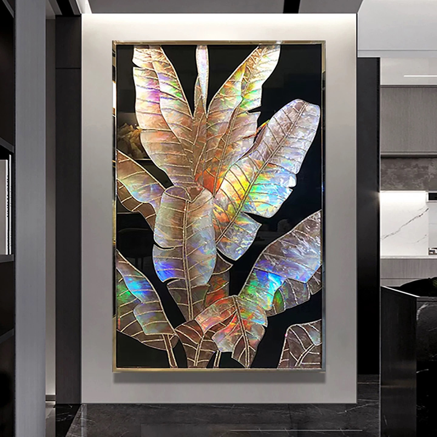 手工镶钻珐朗彩装饰画现代轻奢玄关家大业大简约过道走廊尽头挂画