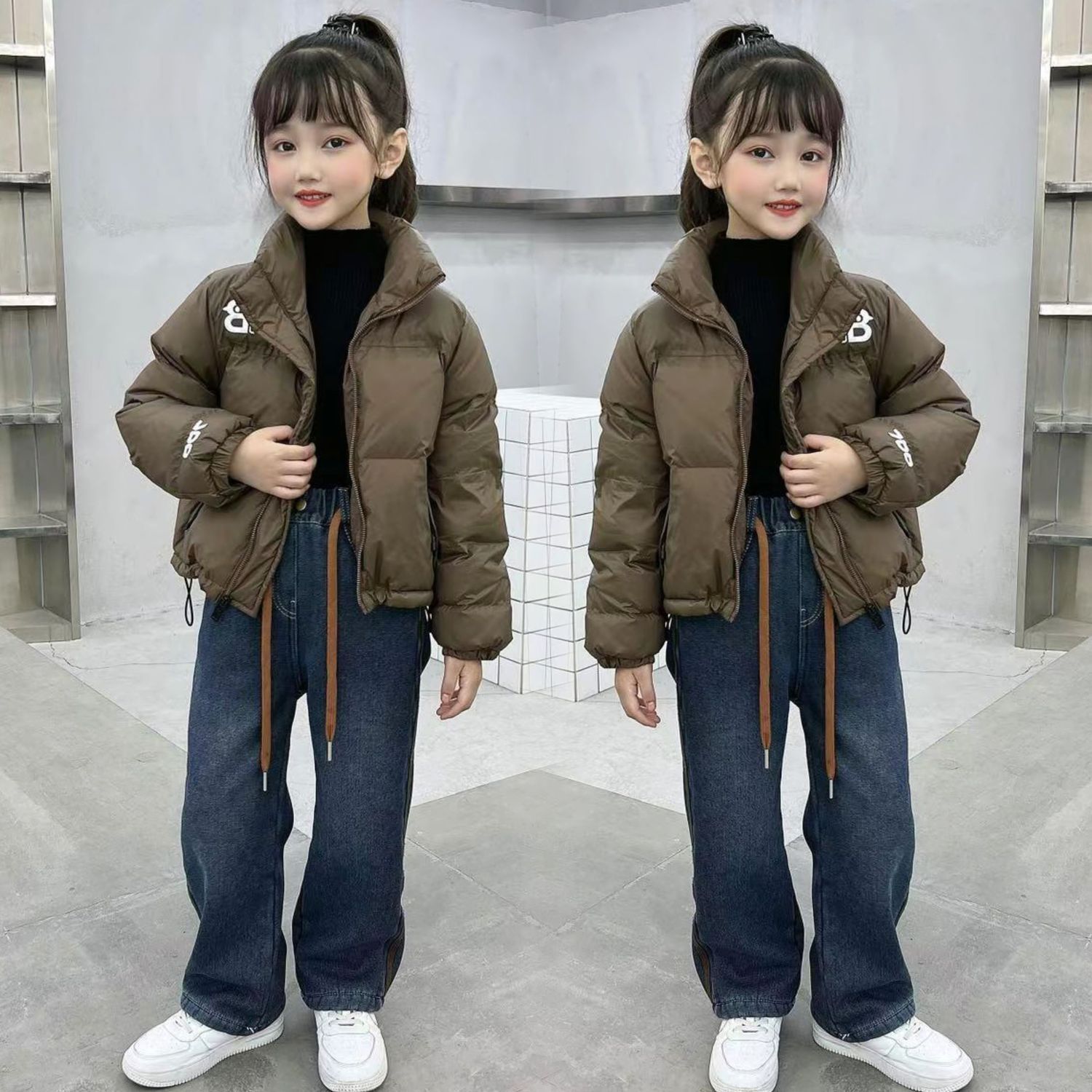 女童冬季绒新款洋气儿童冬装外套女大