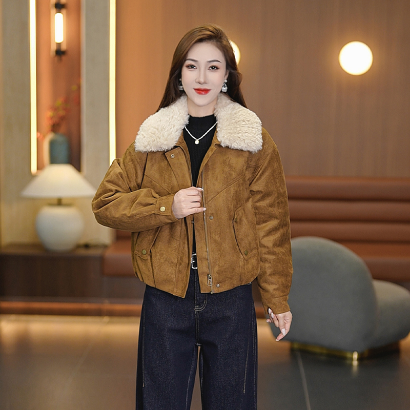 2025年冬季新款韩版宽松休闲百搭高级感毛领短款派克服女棉衣外套