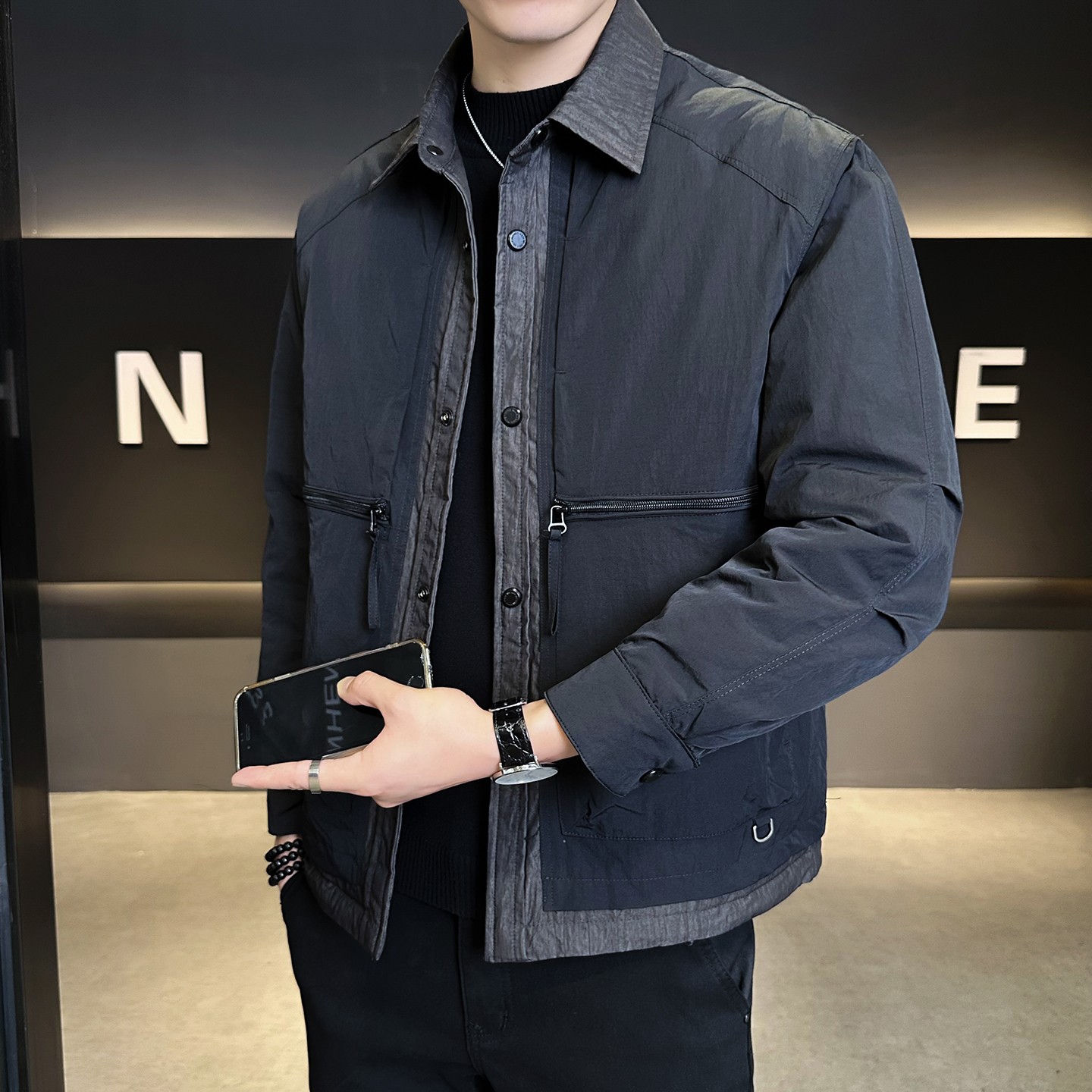 DESITASH男士皮羽绒服冬季新款连帽加厚短款高端时尚保暖袄子外套