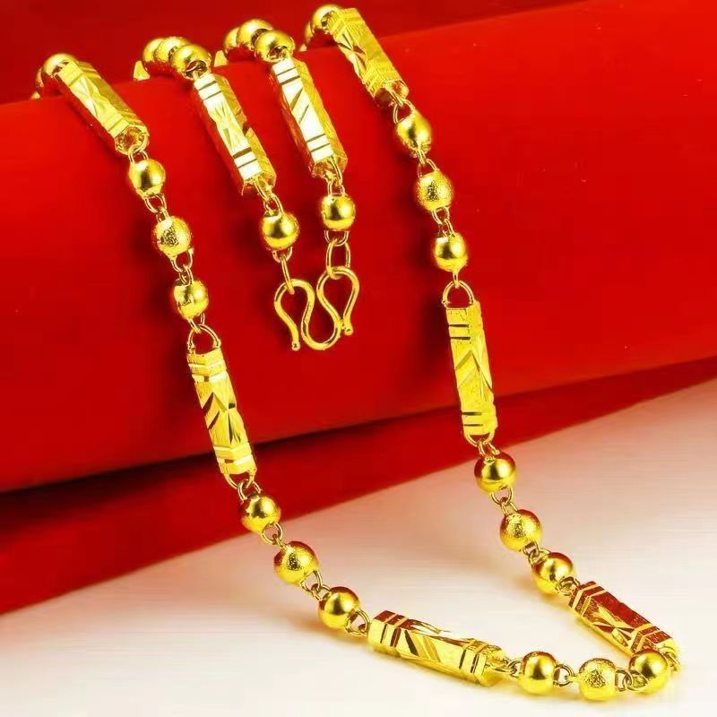 合金项链 【六角柱项链时尚首饰链子饰品】男士百搭个性金色光面