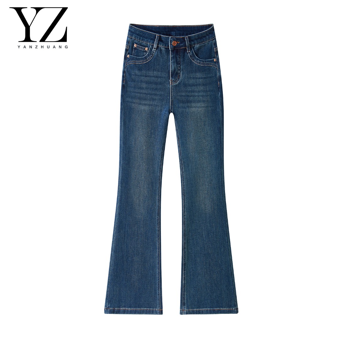 秋冬大长腿钴蓝·【微喇裤】四面弹修身显瘦高腰牛仔裤女喇叭裤2025