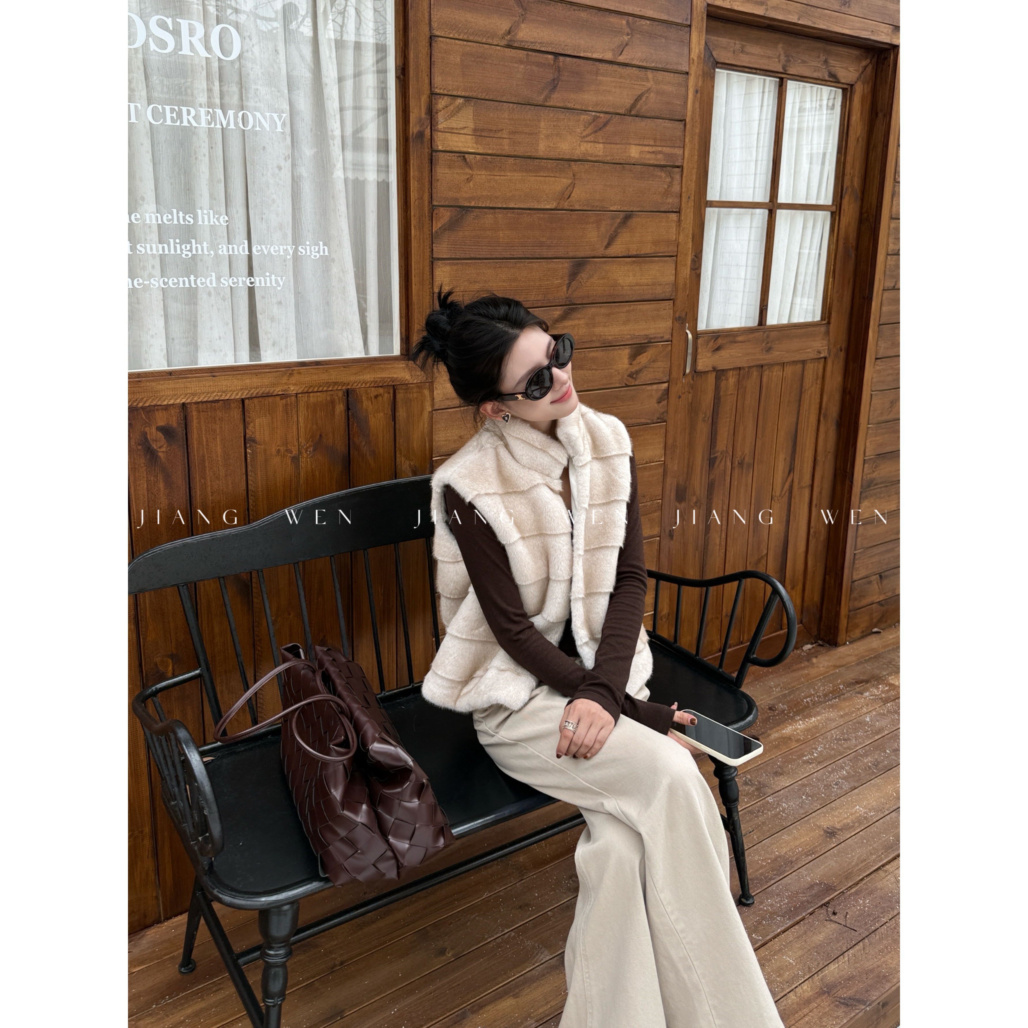 【丹麦马甲】姜雯 进口环保渐染毛毛坎肩立领马甲