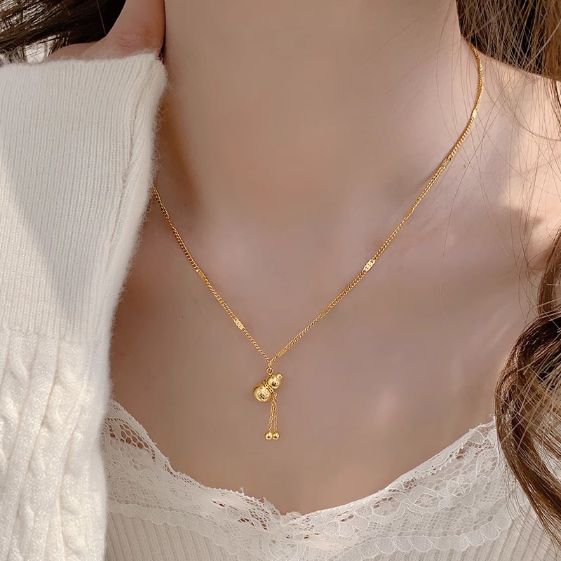 钛钢项链 不掉色流苏葫芦项链女款2025新款轻奢高级感时尚锁骨链