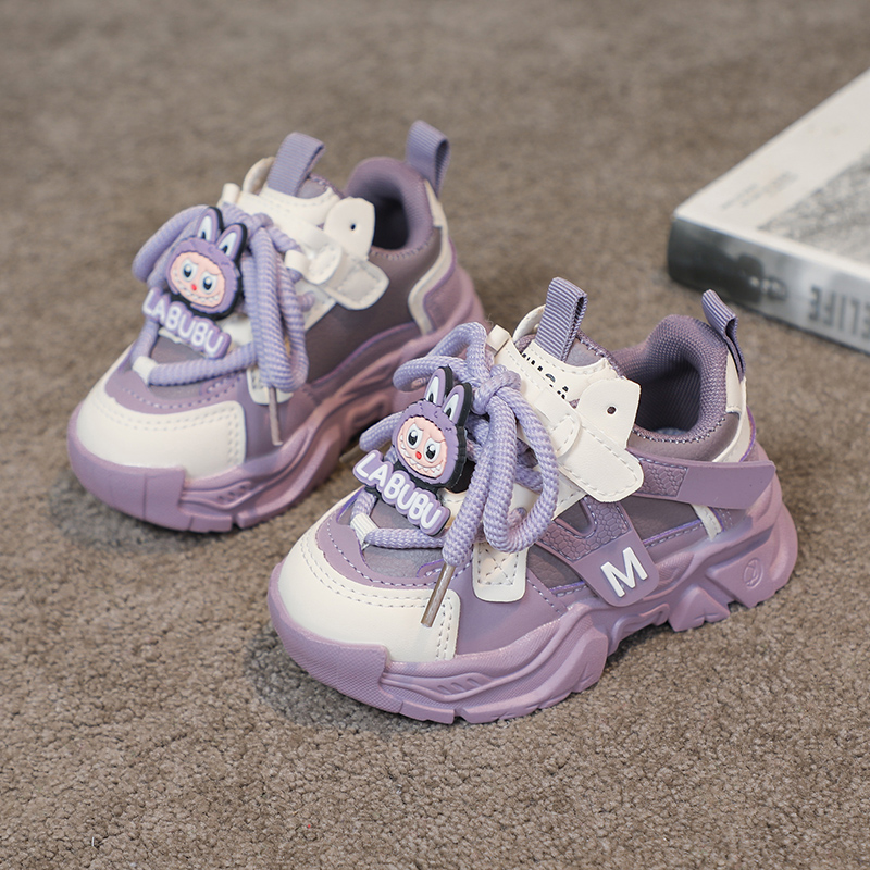 女童鞋子秋冬新款加绒儿童运动鞋男童皮面老爹鞋小童宝宝休闲棉鞋