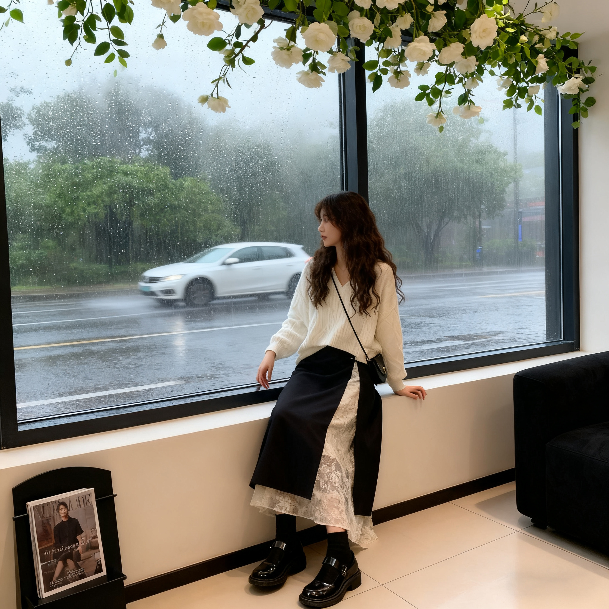 1622M1977#冬季温柔风软糯针织毛衣中式蕾丝半身裙女装两件套