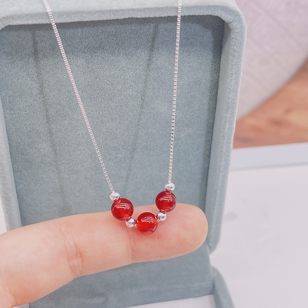 足银三生三世红玛瑙套链