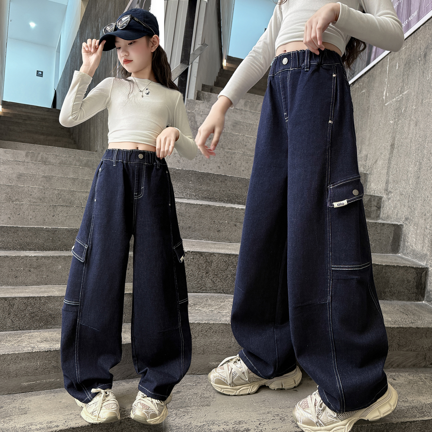 女童薄款牛仔裤春秋款2025新款中大童儿童休闲裤秋装女孩休闲裤子