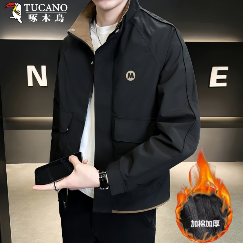 TUCANO/啄木鳥男士外套立领工装夹克二棉2025春秋款男装百搭时尚