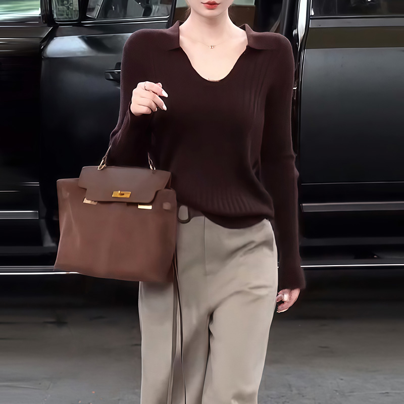 韩版轻奢高级感显瘦修身长袖打底衫上衣女2025秋冬新款保暖针织衫