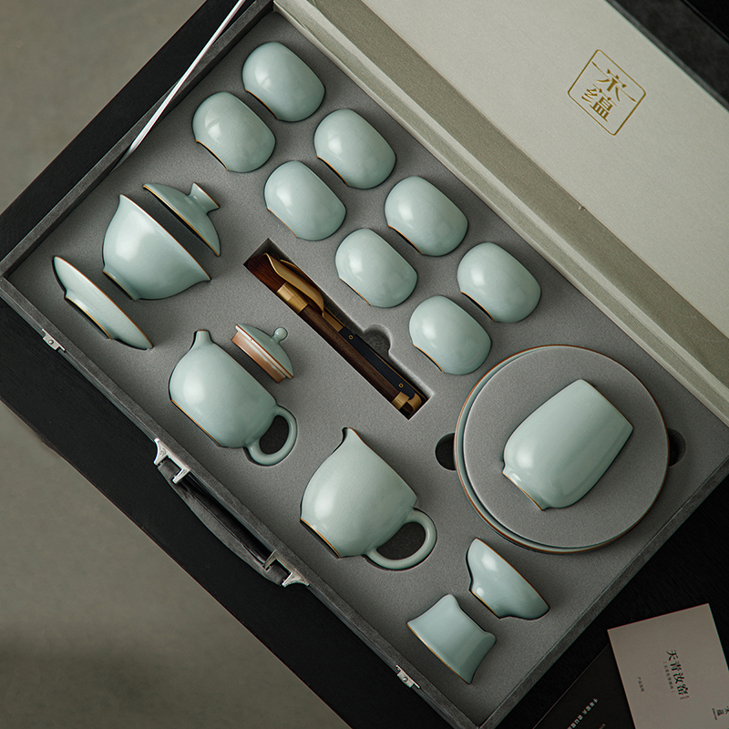 唐丰汝窑茶具套装2026新款送爸爸轻奢父亲节礼品生日礼物礼盒装