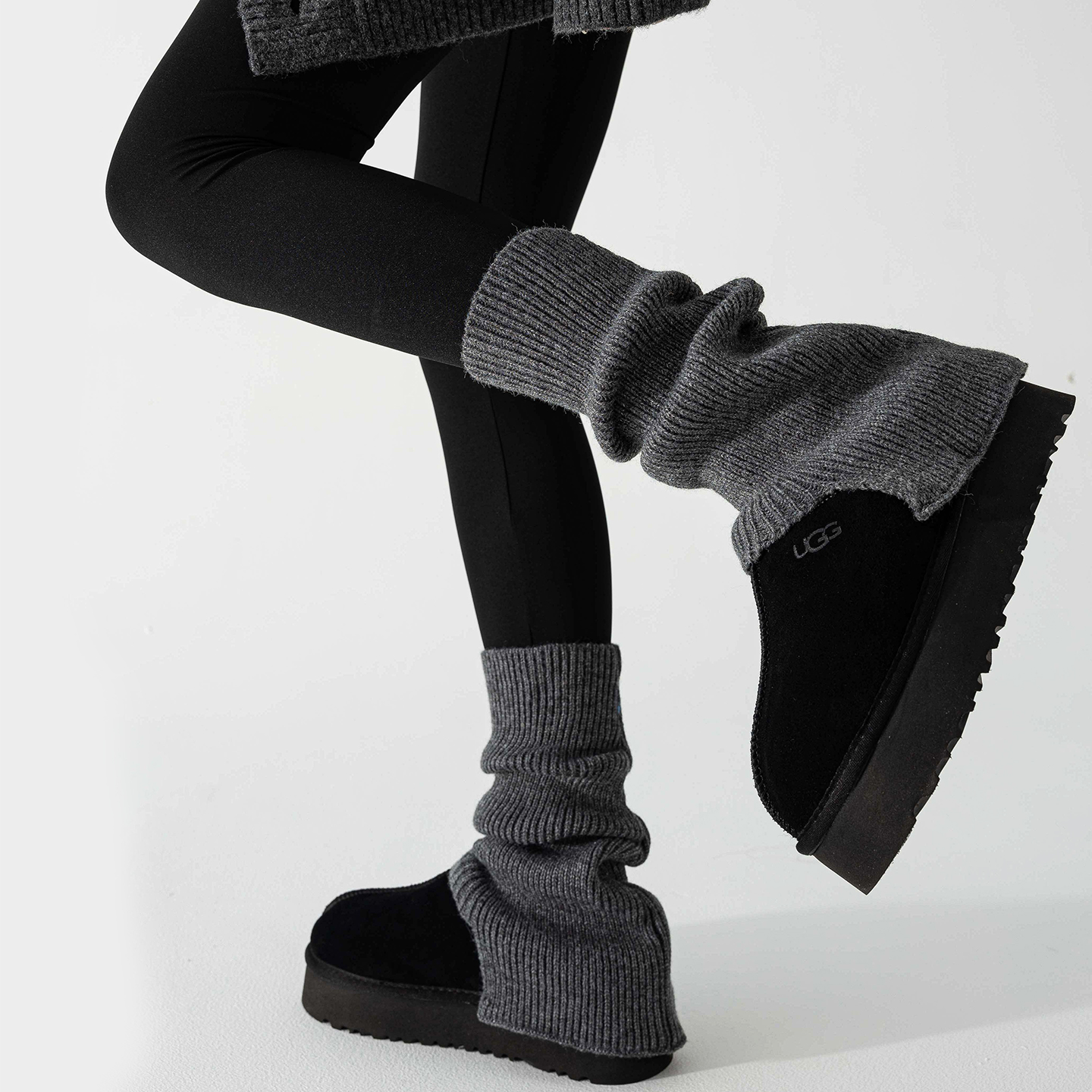 袜套女显瘦网红超火灰色堆堆袜子小腿袜秋季加厚保暖腿套秋冬Y2K