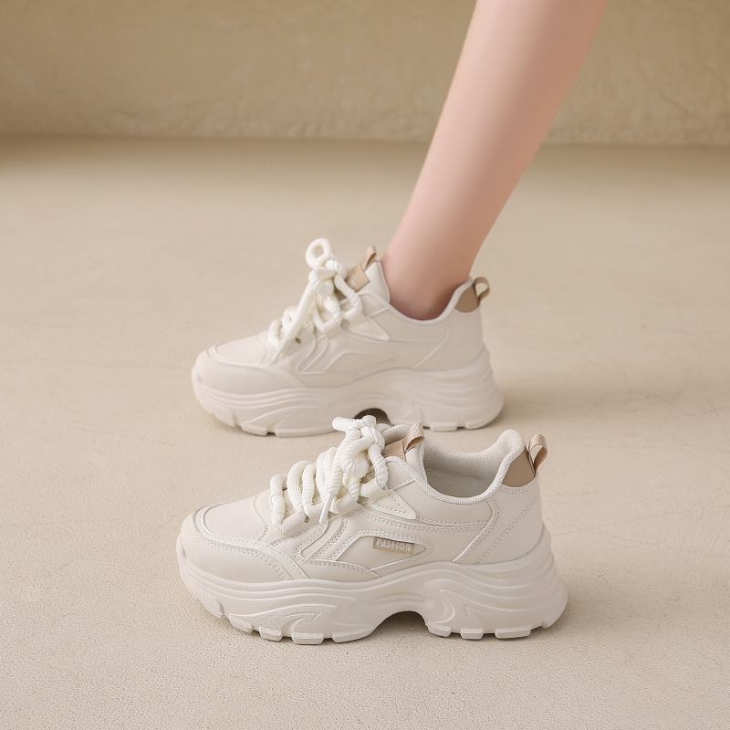 踩屎感老爹鞋女2025春秋厚底新款跑步运动休闲鞋显脚小码34小白鞋