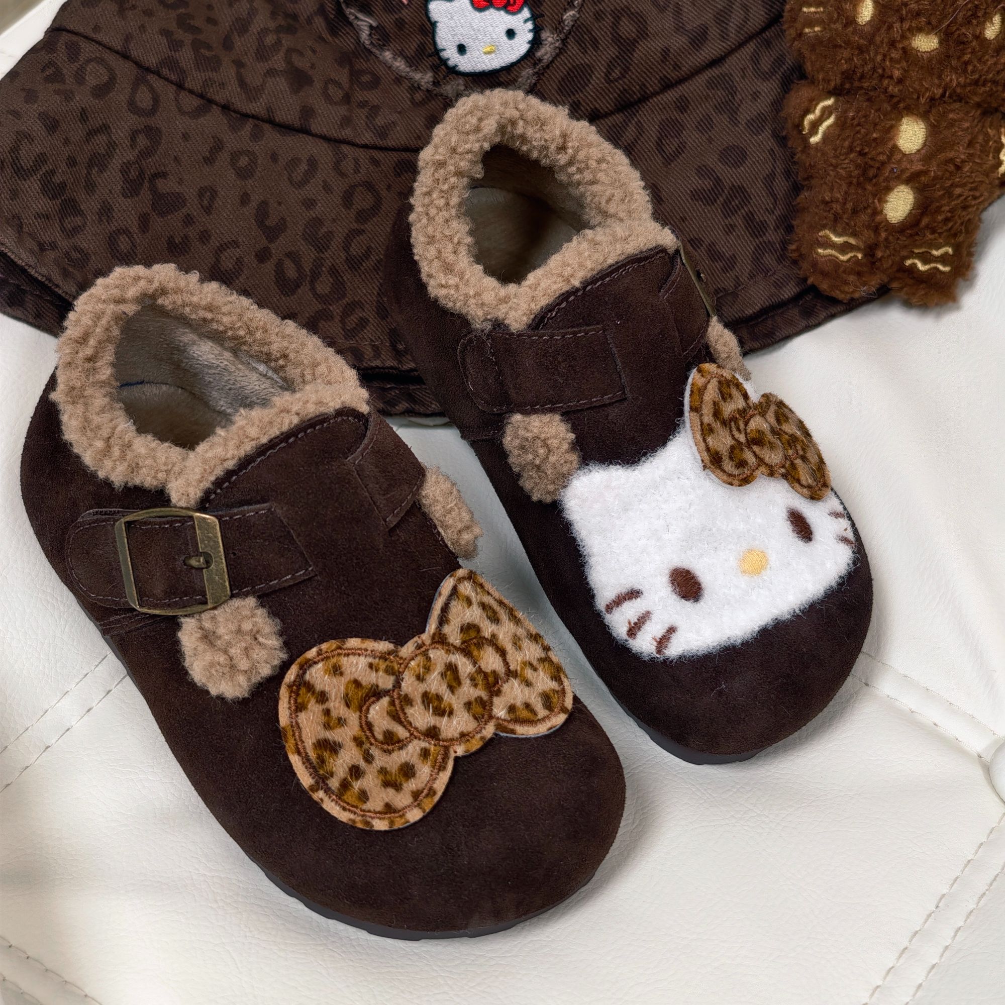 F20-49【加绒】-冬款亲子女童棉鞋保暖时尚软防滑加绒勃肯鞋毛毛鞋