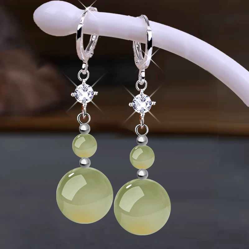 天然玉髓S925银耳环福禄葫芦耳坠不过敏玉耳环2026年新款