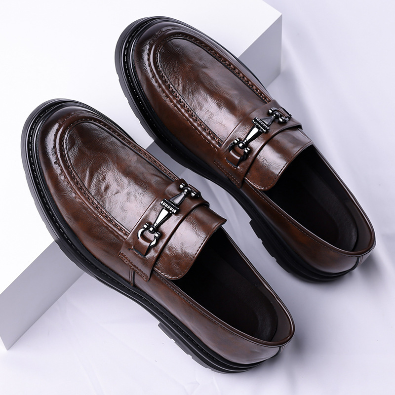 秋季新款男士商务休闲皮鞋厚底软皮豆豆鞋潮流男鞋时尚驾车鞋鞋子