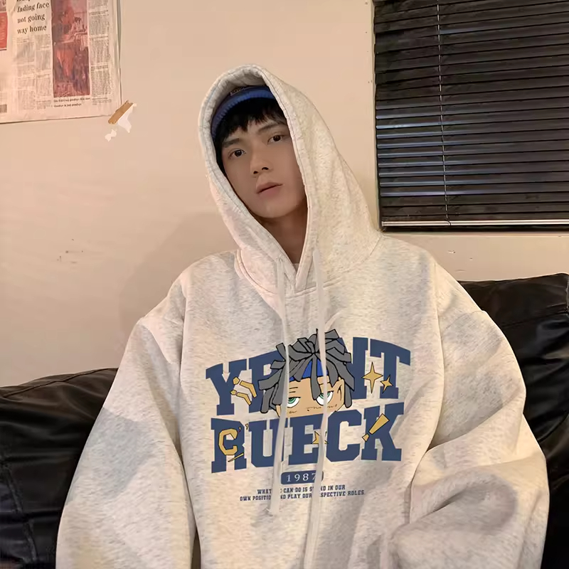 300斤特大码美式复古oversize连帽卫衣男女秋冬宽松显瘦重磅卫衣