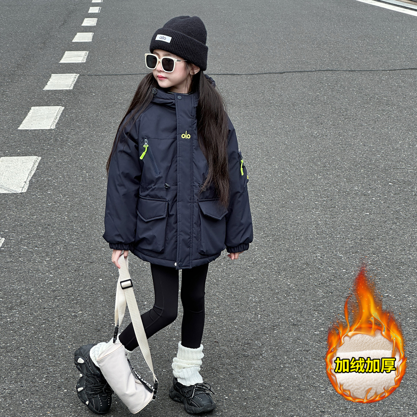 女童加棉外套冬装2025新款儿童加厚派克服大童女孩冬季冲锋衣棉服