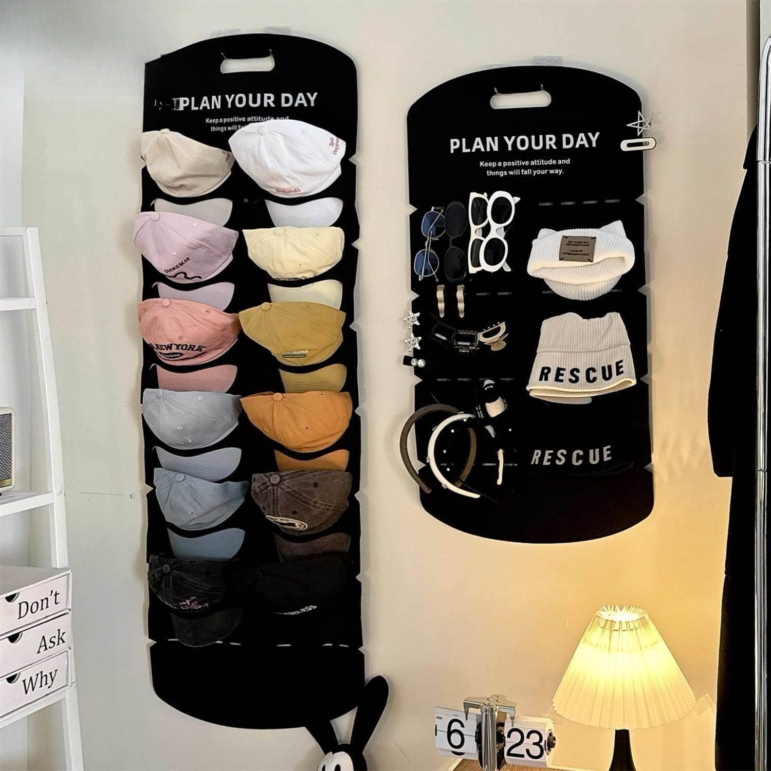 帽子收纳神器衣柜悬挂式毛毡置物架学生宿舍棒球帽发饰挂墙收纳袋
