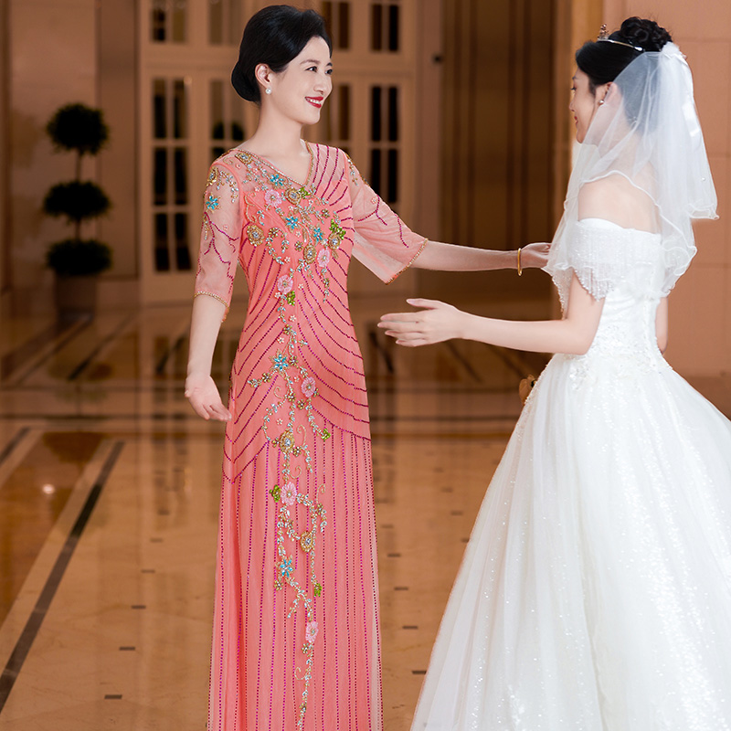 5986高贵大气喜婆婆妈妈婚宴重工演出结婚回门聚会敬酒主持人礼服