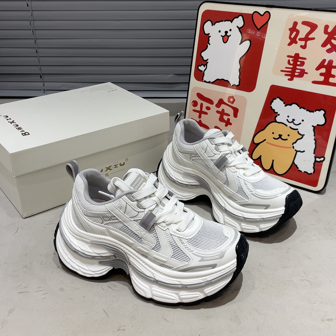 刘亦菲同款老爹鞋女2025春夏新款厚底增高单网透气百搭运动休闲鞋