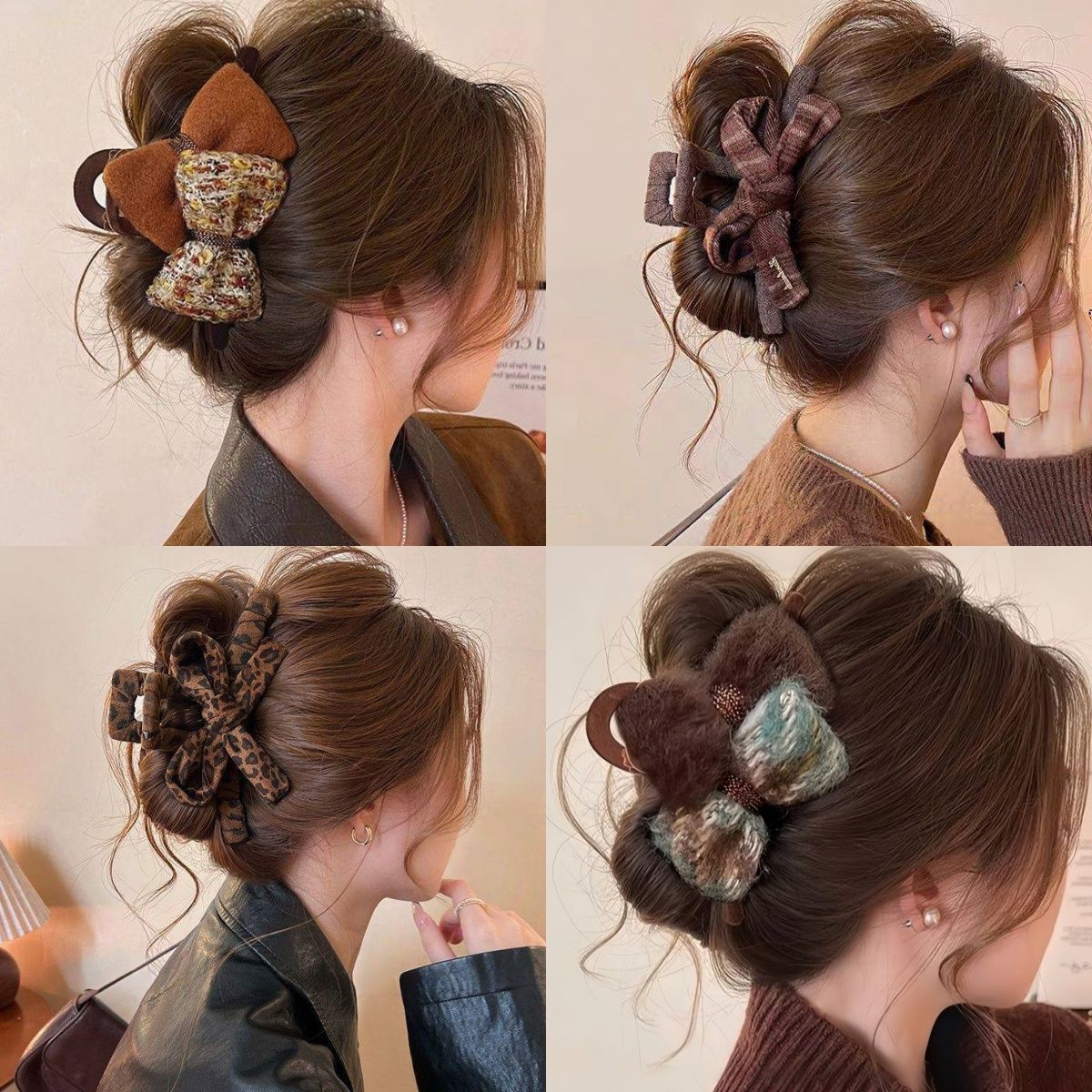 韩系秋冬蝴蝶结2025新款气质高级后脑勺盘发鲨鱼发夹发卡头饰发饰