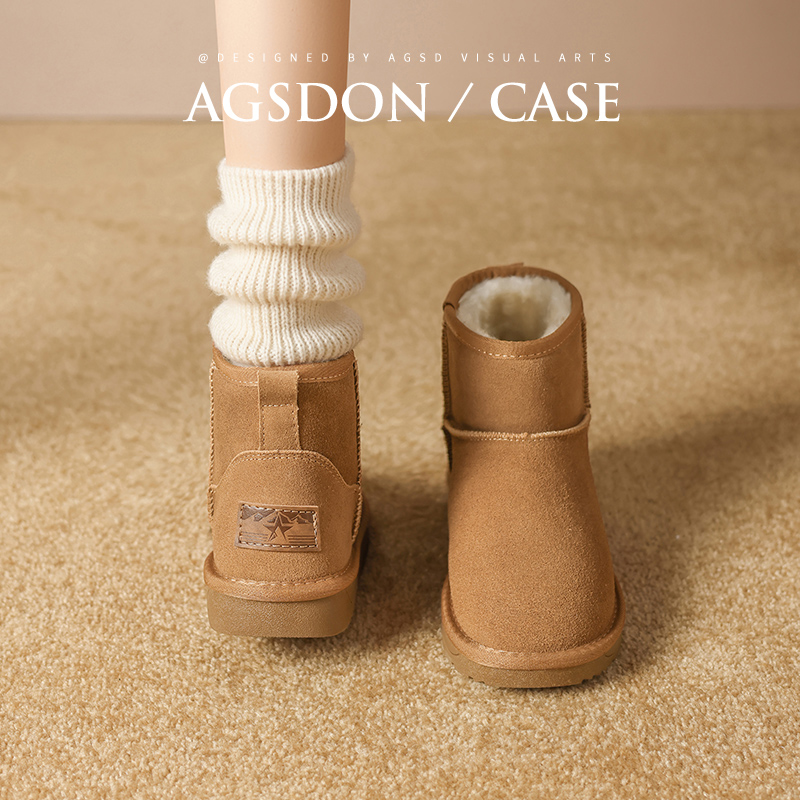 m奥古狮登雪地靴女2025冬季新款加绒加厚保暖东北哈尔滨面包鞋xx