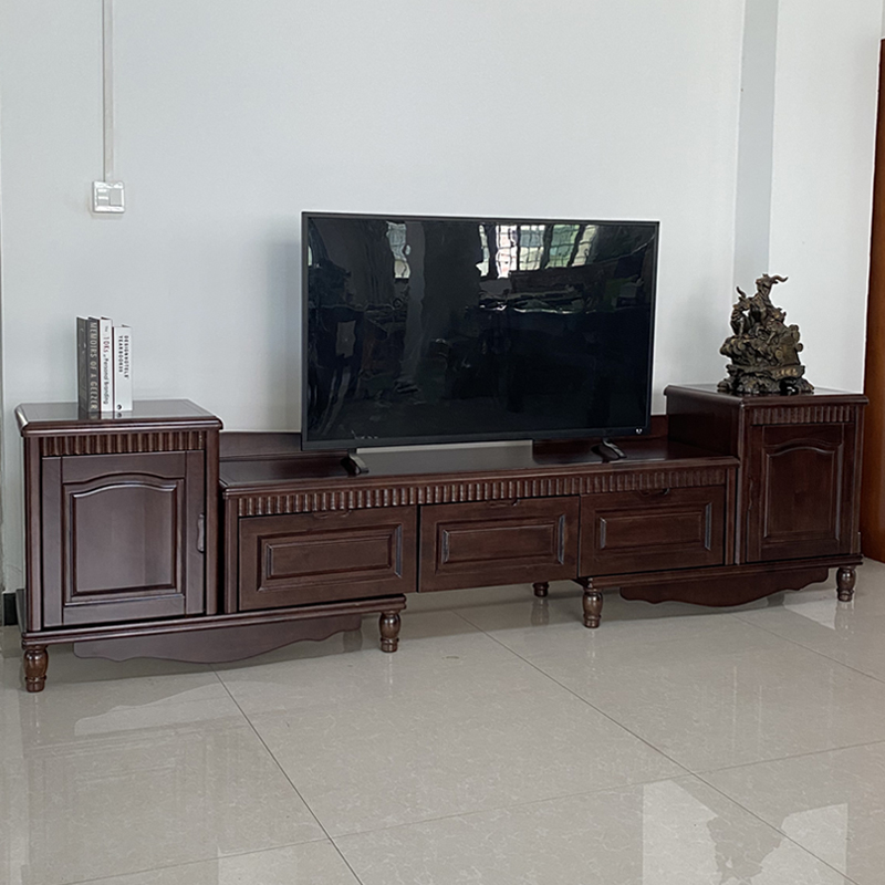 现代简约实木中式电视柜客厅家用地柜高柜卧室储物柜收纳柜影视柜