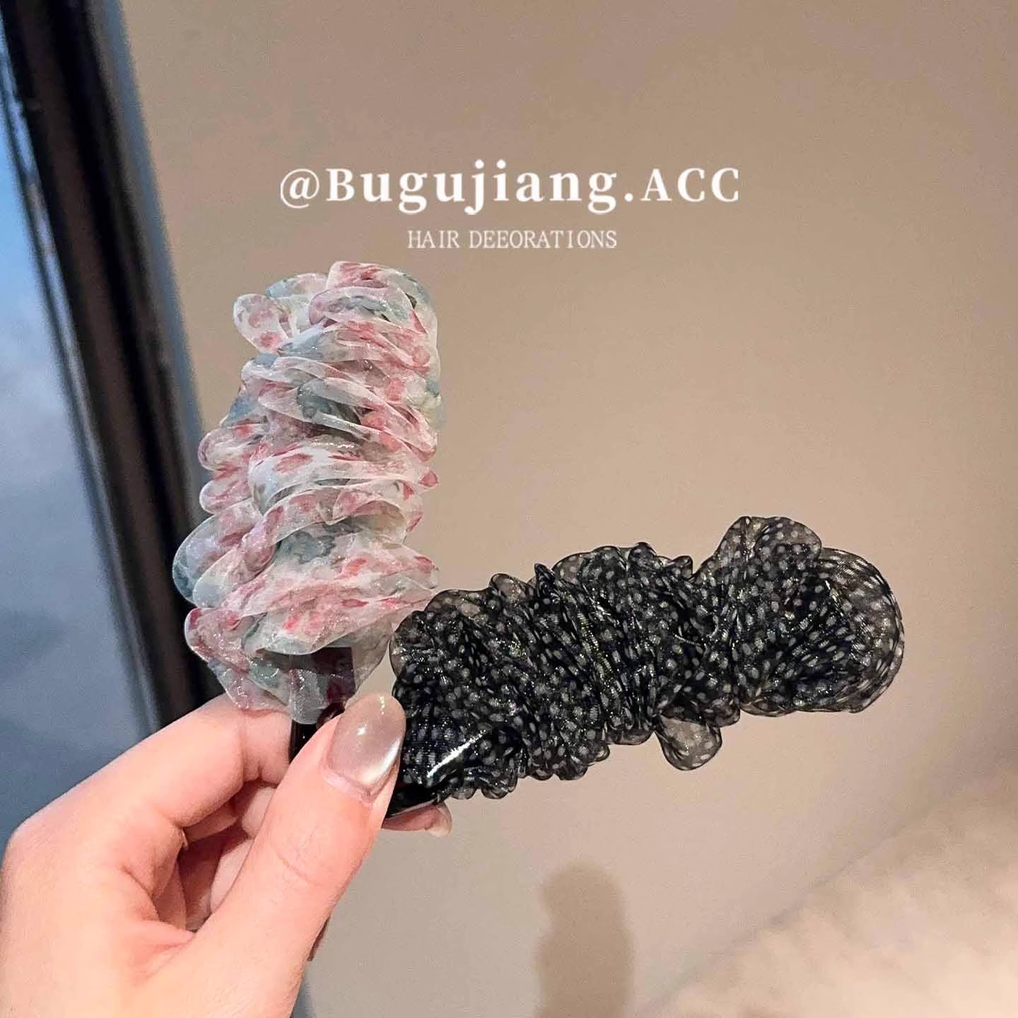 布谷酱设计师款网纱褶皱香蕉夹小众原创韩国扎高马尾竖夹头饰发饰