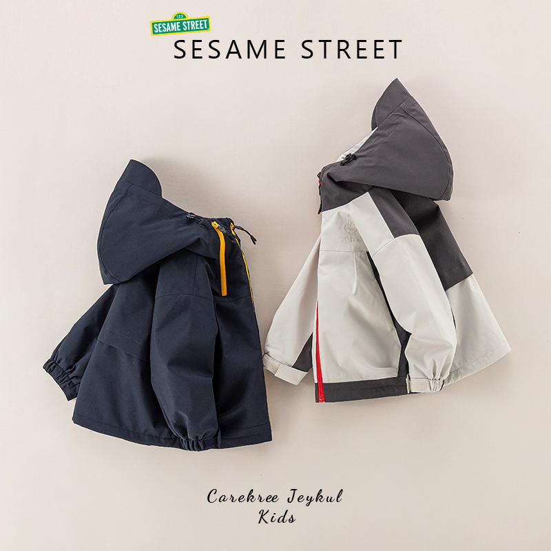 【主播推荐】芝麻街秋季新款儿童薄绒休闲百搭连帽外套ZMDA251