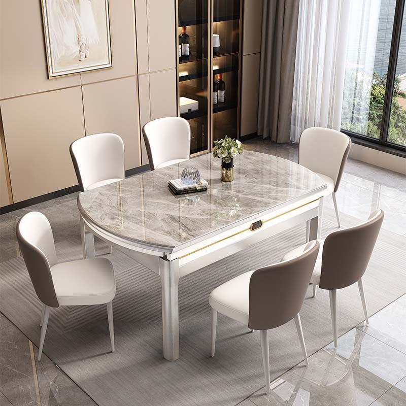 实木岩板餐桌椅2025新款轻奢现代简约家用小户型伸缩饭桌可变圆桌