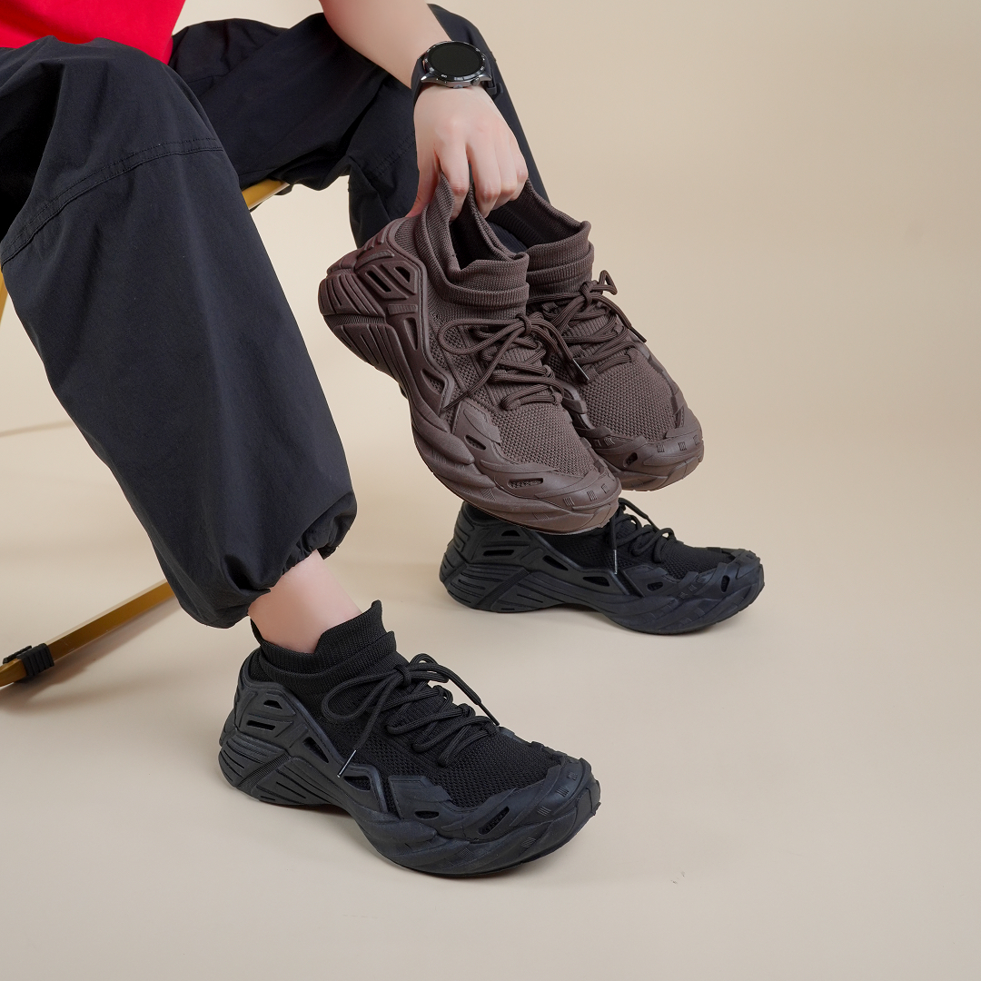 系带休闲风厚底耐磨透气网面鞋休闲情侣网面机能潮鞋