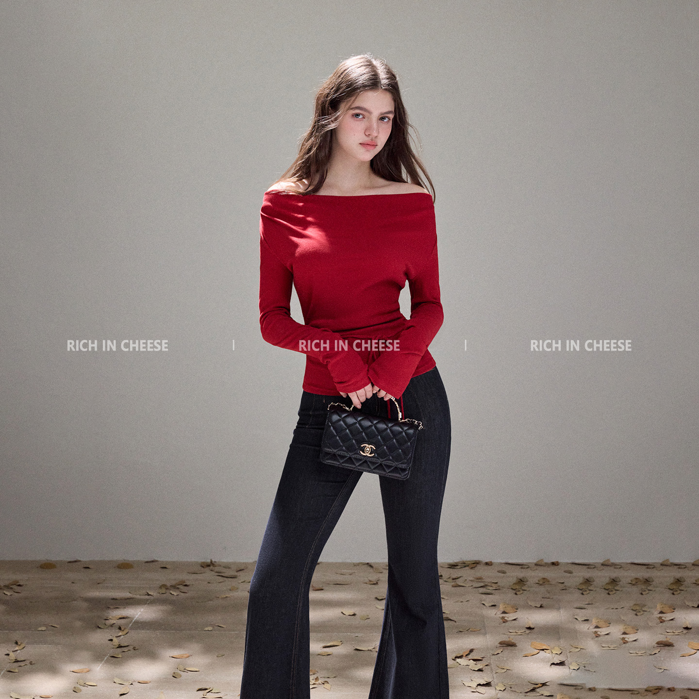 RICH IN CHEESE 秋日韩味【一衣三穿】荡领针织气质百搭长袖上衣