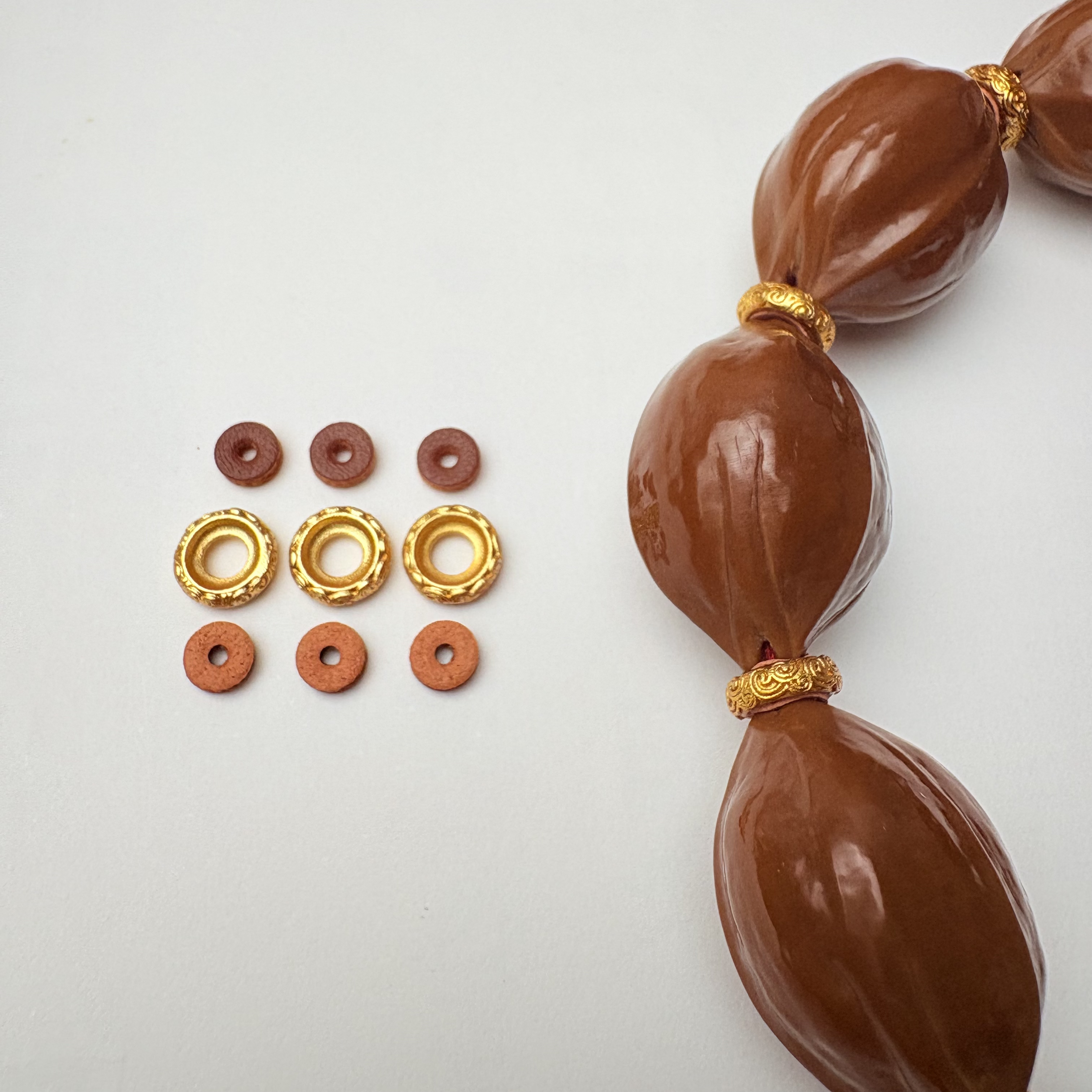 皮包金色祥云纹隔片防磨损垫片 梅林铁核橄榄核隔片文玩DIY配饰